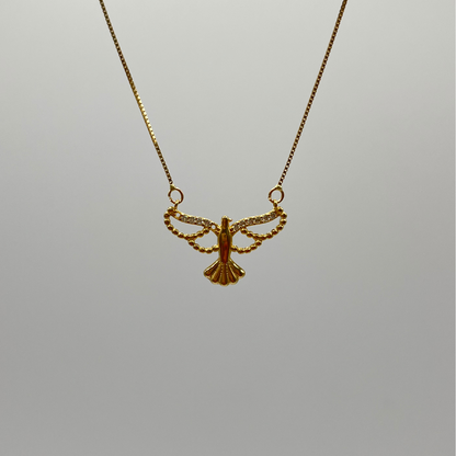 18K Solid Gold Bird Pendant Necklace