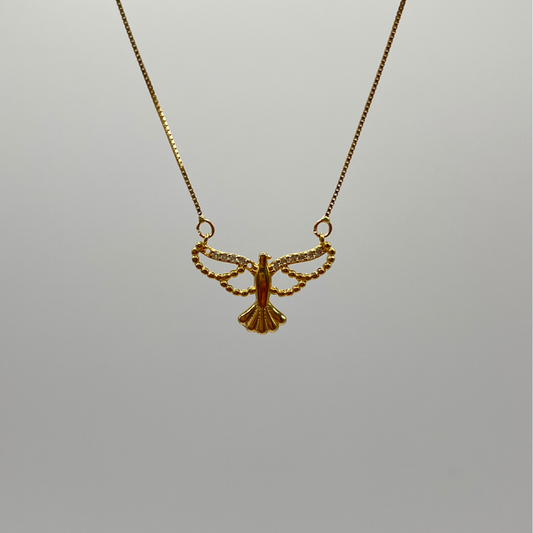 18K Solid Gold Bird Pendant Necklace