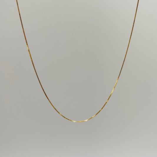 Solid 18K Gold Box Chain Necklace