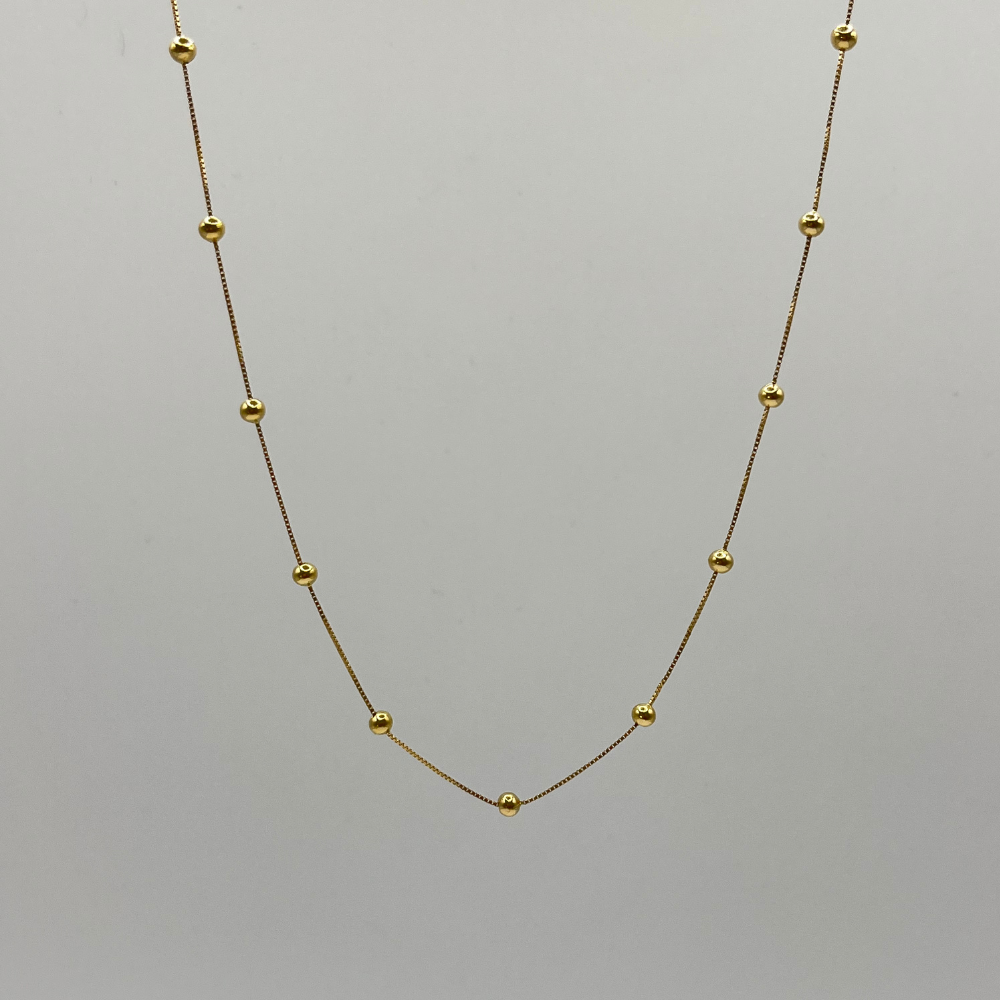 Solid 18K Gold Choker Necklace with Gold Spheres