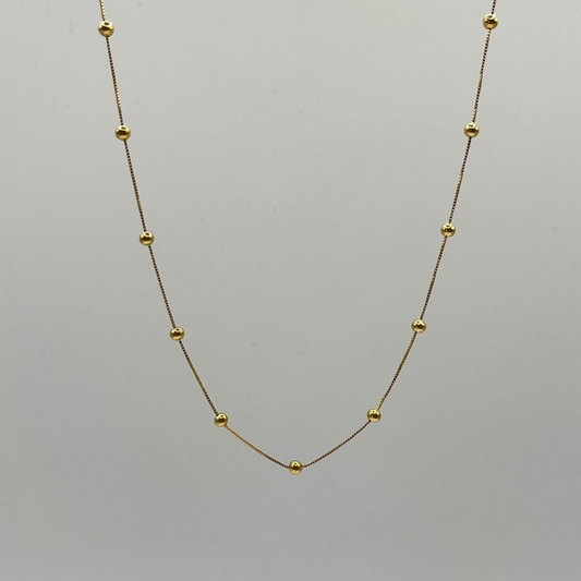 Solid 18K Gold Choker Necklace with Gold Spheres