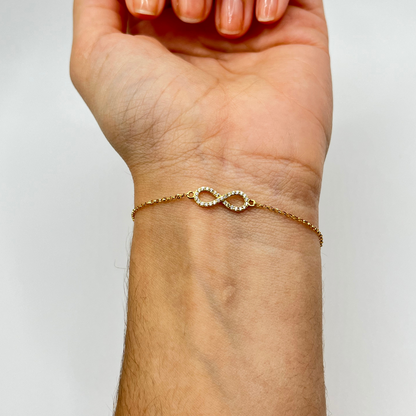 18K Solid Gold Infinity Bracelet