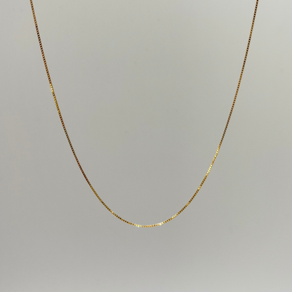 Solid 18K Gold Thin Box Chain Necklace