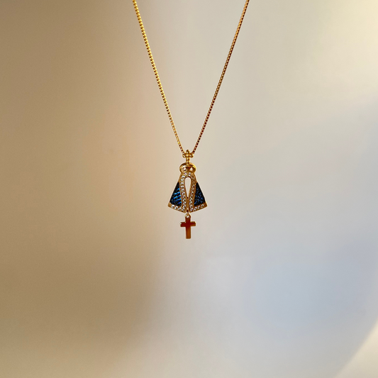 18K Solid Gold Marry Jesus Mother Pendant