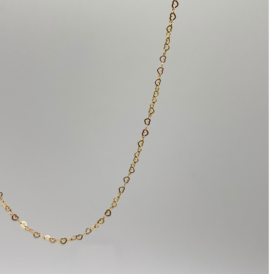 Solid 18K Gold Heart Shaped Chain Necklace