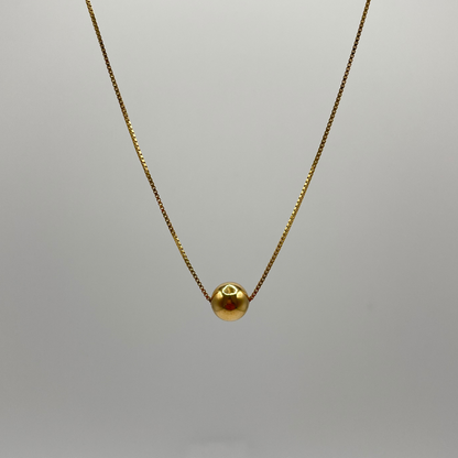 18K Solid Gold Necklace with Gold Sphere Pendant