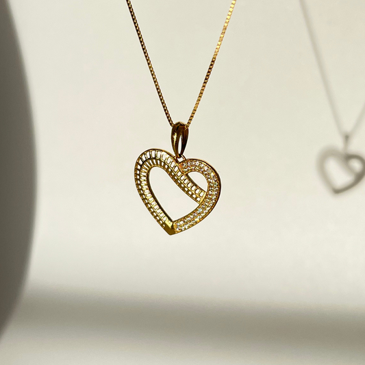 18K Solid Gold Grace Heart Pendant