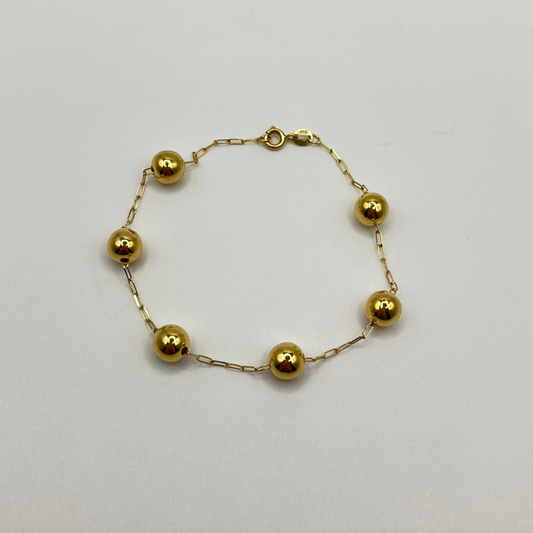 18K Solid Gold Spheres Bracelet