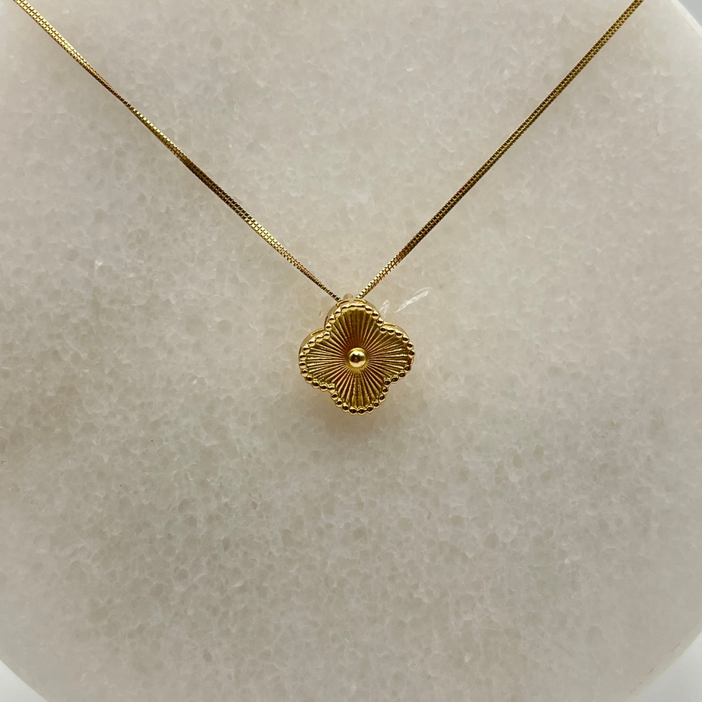 Solid 18k Gold Four-Leaf Clover Pendant