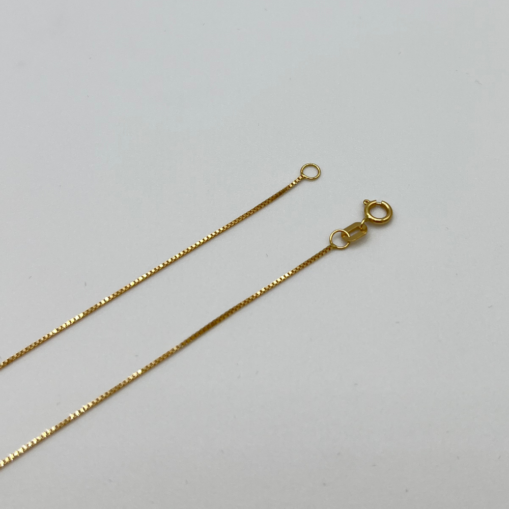 Solid 18K Gold Thin Box Chain Necklace