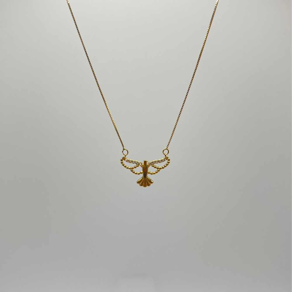 18K Solid Gold Bird Pendant Necklace