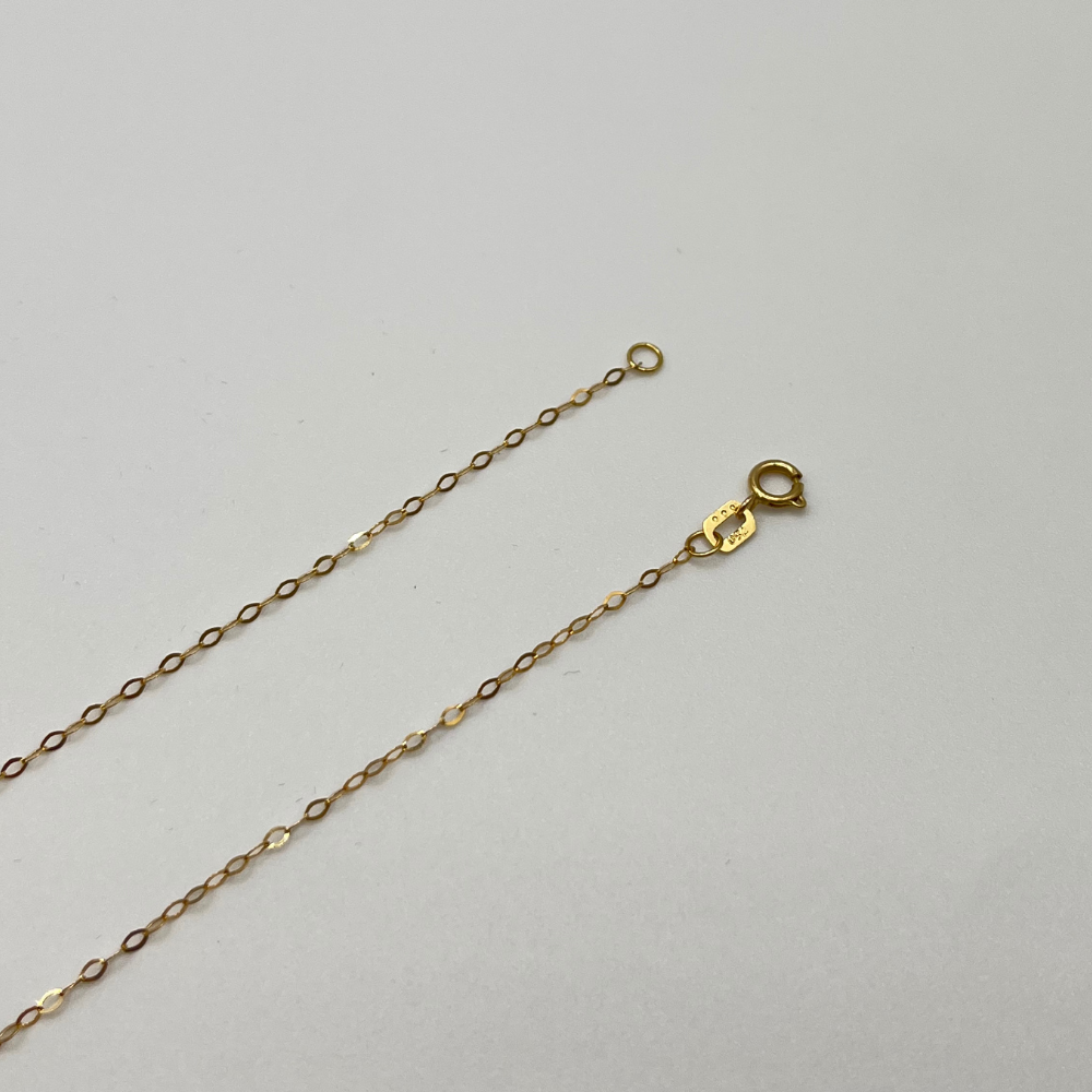 18K Solid Gold Necklace with Heart Pendants