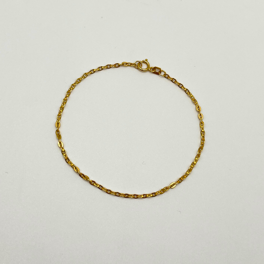 18K Solid Cable Chain Bracelet