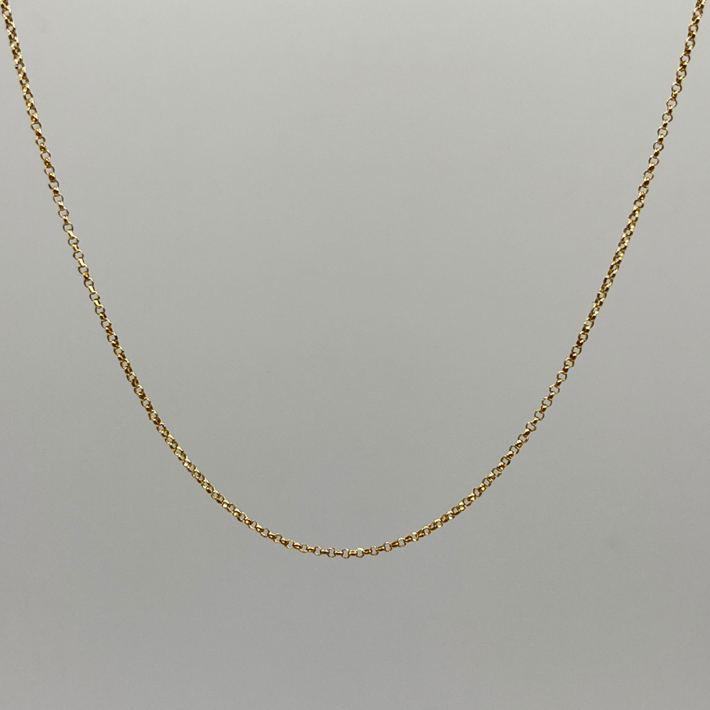 18K Solid Gold Thin Belcher Chain Necklace