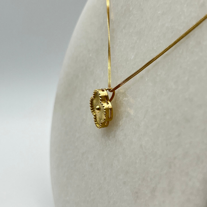 Solid 18k Gold Four-Leaf Clover Pendant