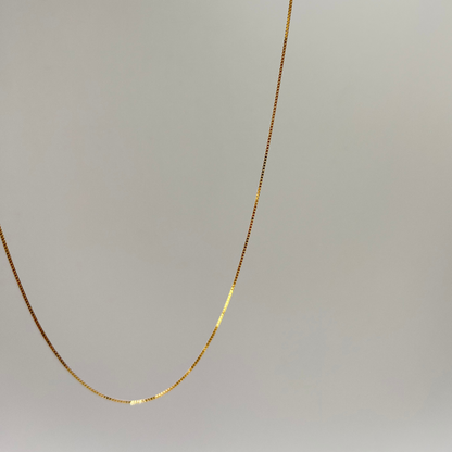 Solid 18K Gold Thin Box Chain Necklace