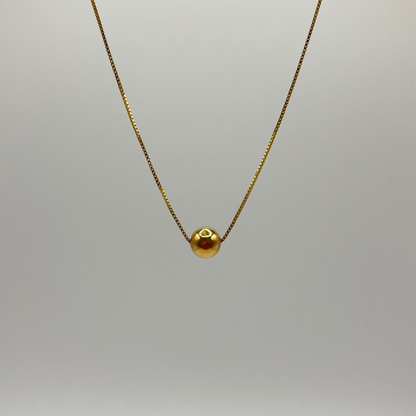 18K Solid Gold Necklace with Gold Sphere Pendant