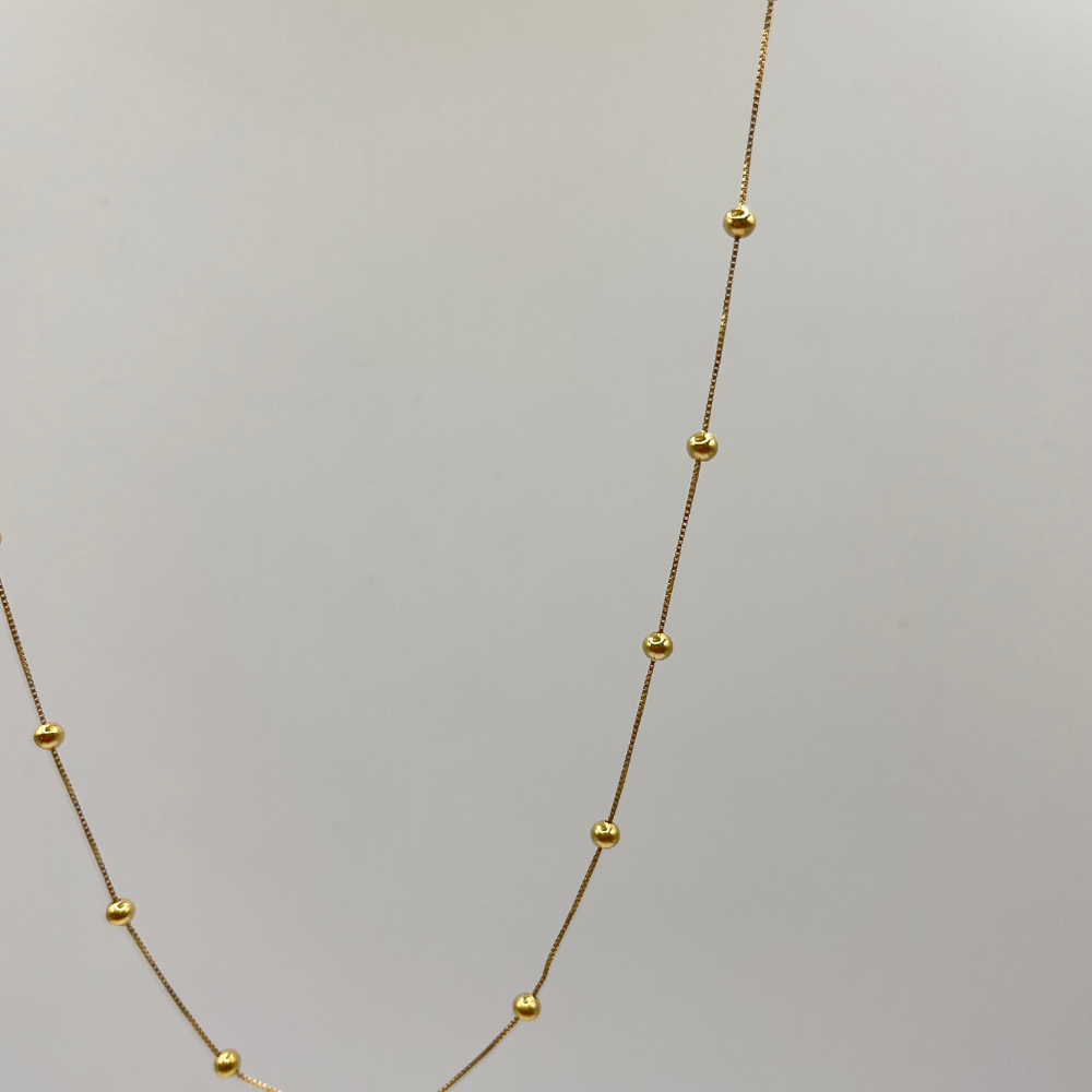 Solid 18K Gold Choker Necklace with Gold Spheres