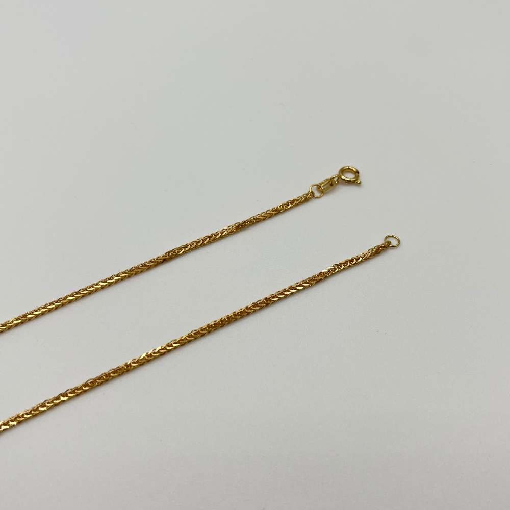 18K Solid Gold Wheat Chain Necklace