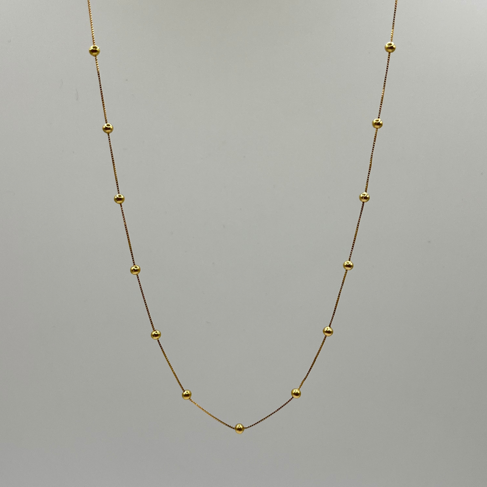 Solid 18K Gold Choker Necklace with Gold Spheres