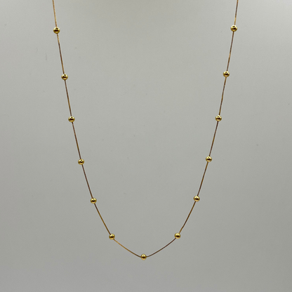 Solid 18K Gold Choker Necklace with Gold Spheres