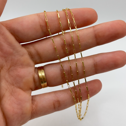 18K Solid Gold Paperclip Chain Necklace