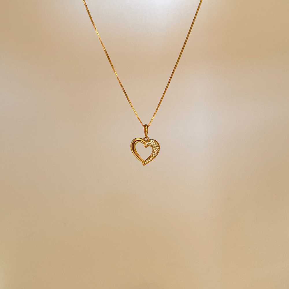 18K Solid Gold Maya Heart Pendant