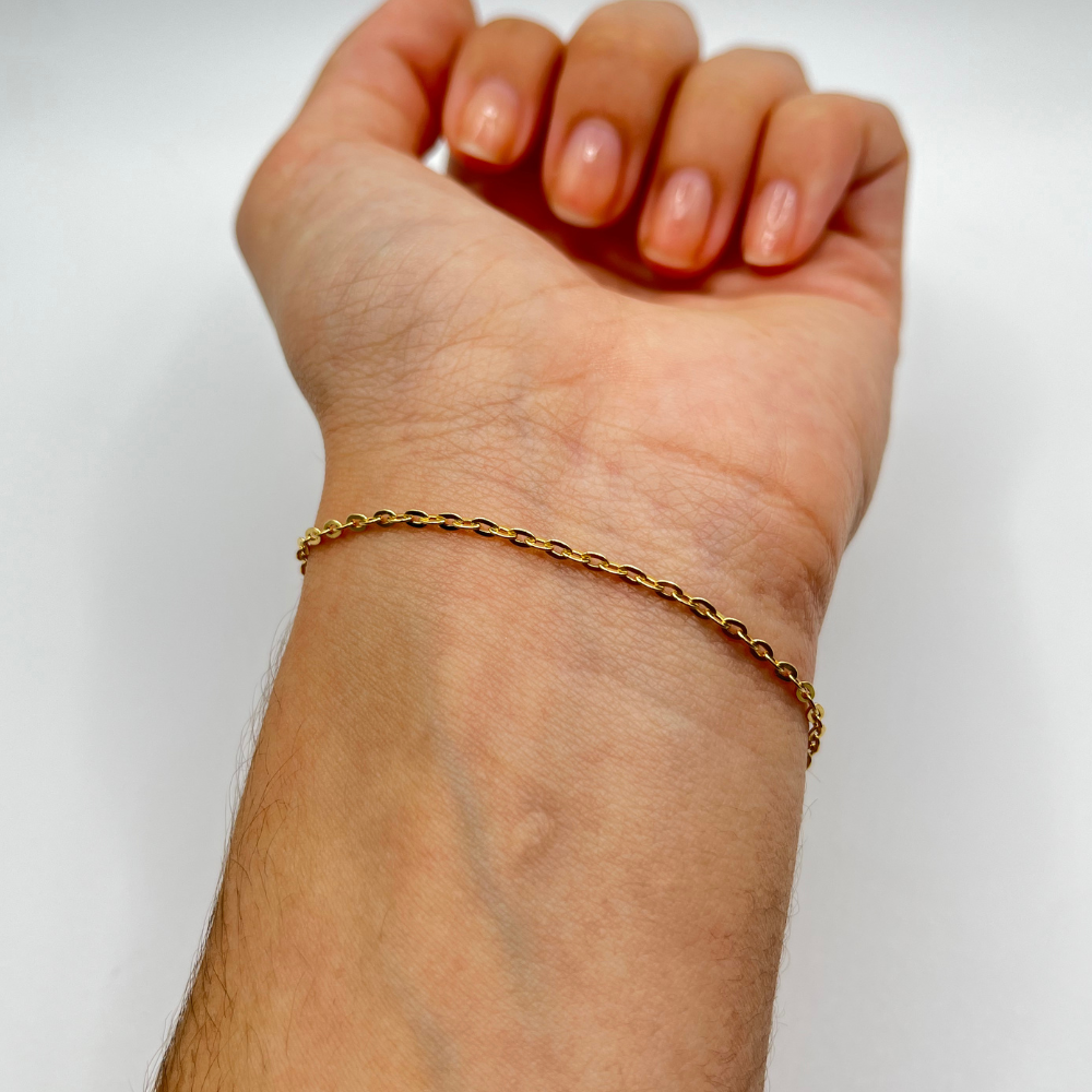 18K Solid Cable Chain Bracelet