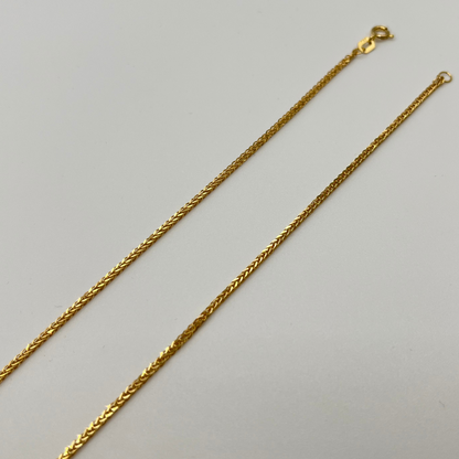 18K Solid Gold Wheat Chain Necklace