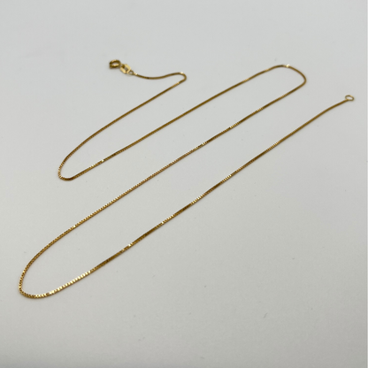 Solid 18K Gold Thin Box Chain Necklace