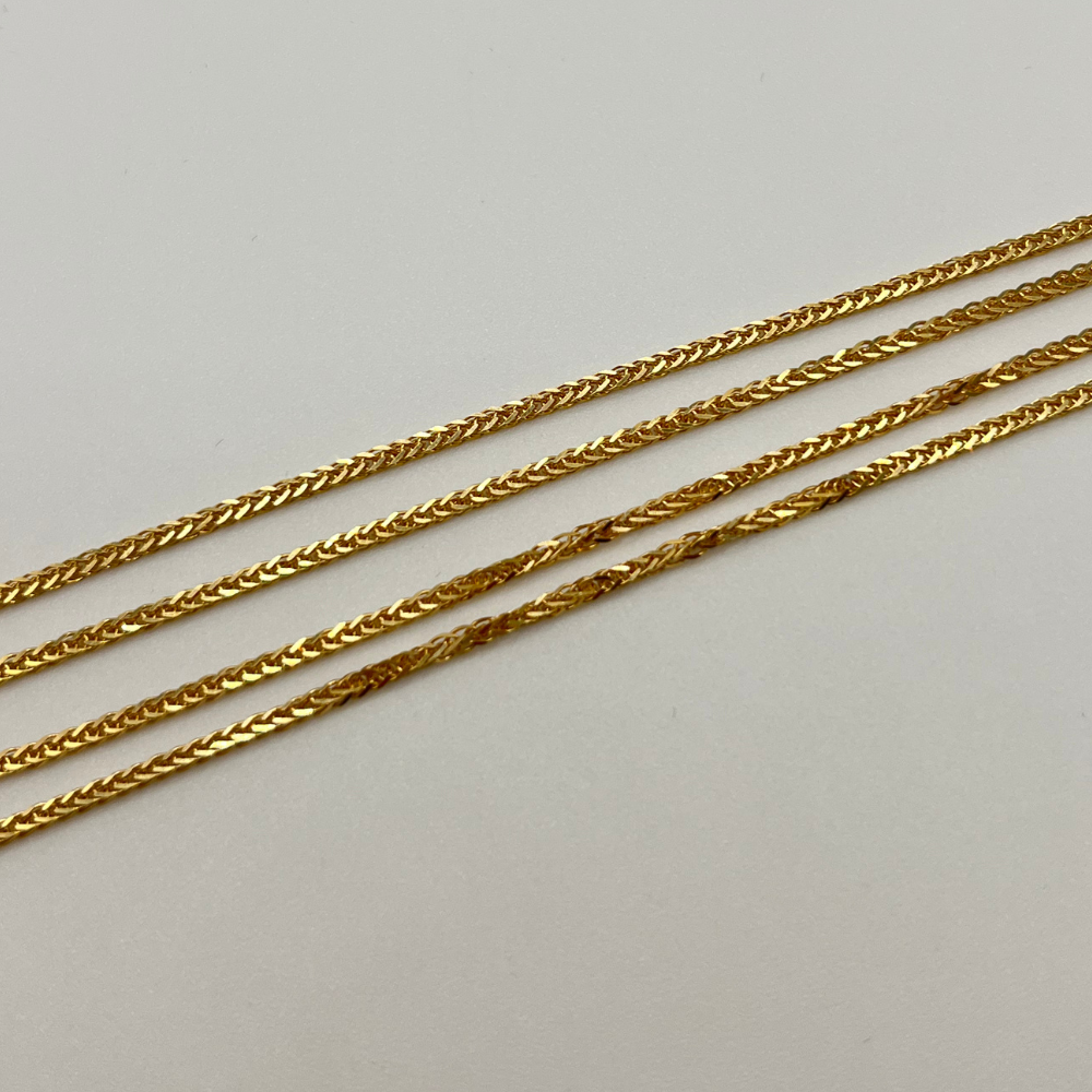 18K Solid Gold Wheat Chain Necklace