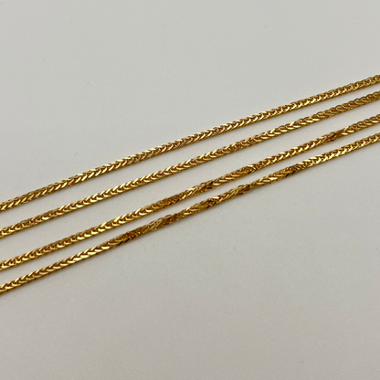 18K Solid Gold Wheat Chain Necklace