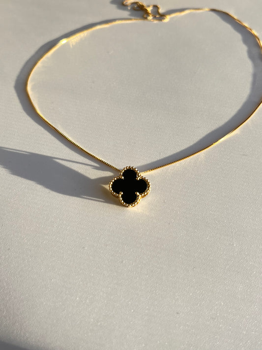 Four-Leaf Clover Pendant with Black Onyx Stone