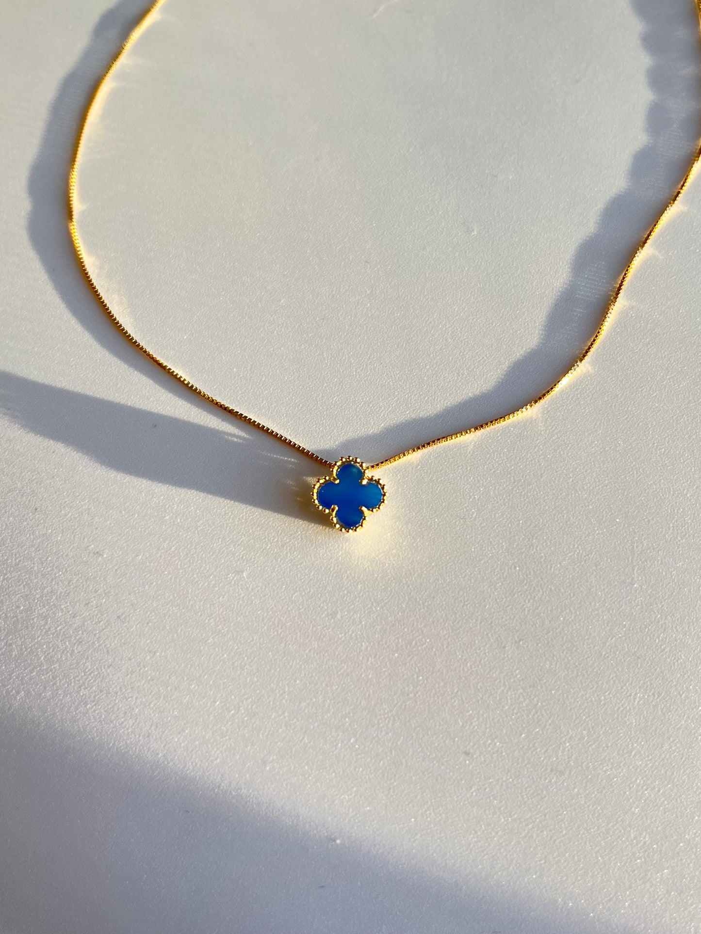 Four Leaf Clover Lapis Lazuli Necklace