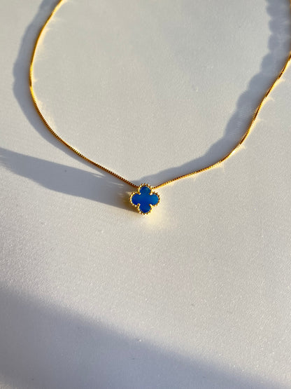 Four Leaf Clover Lapis Lazuli Necklace