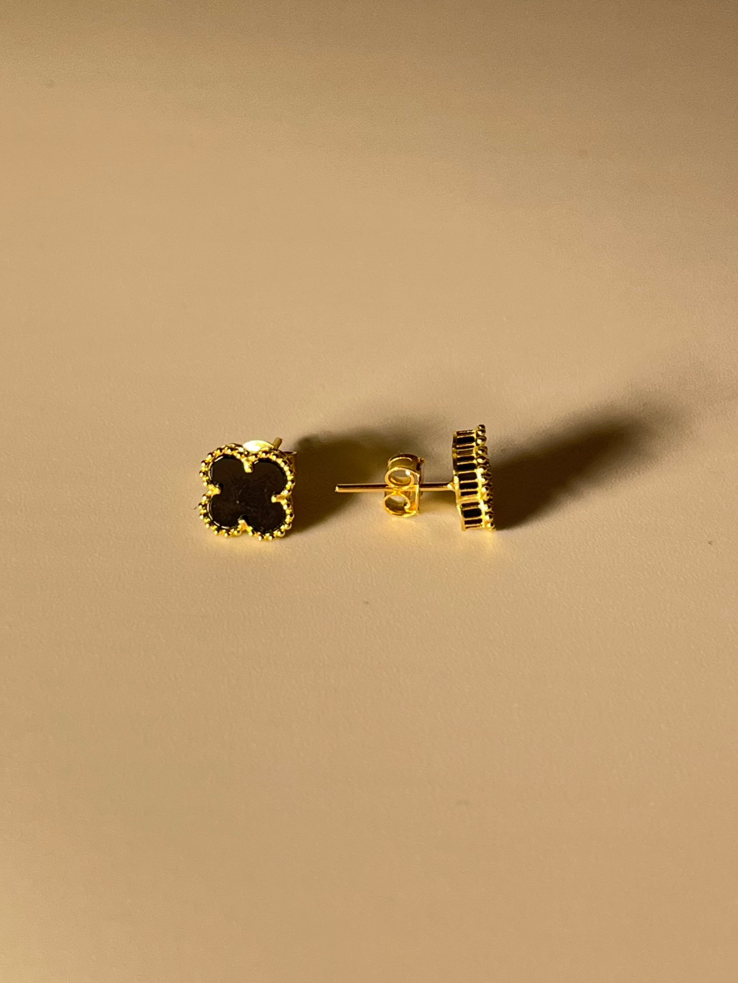 18k Solid Gold Earrings Black Onyx