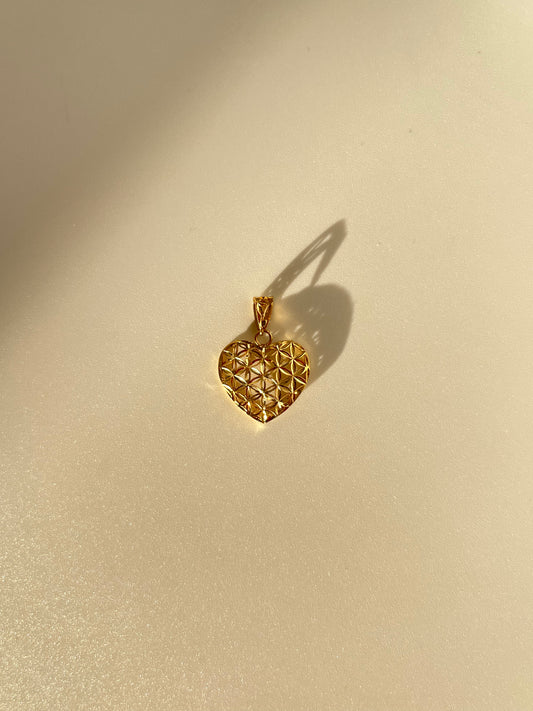 Solid 18K Gold Geometric Heart Pendant