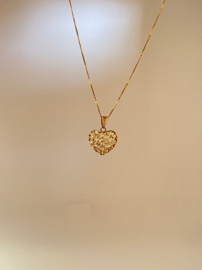 Solid 18K Gold Geometric Heart Pendant