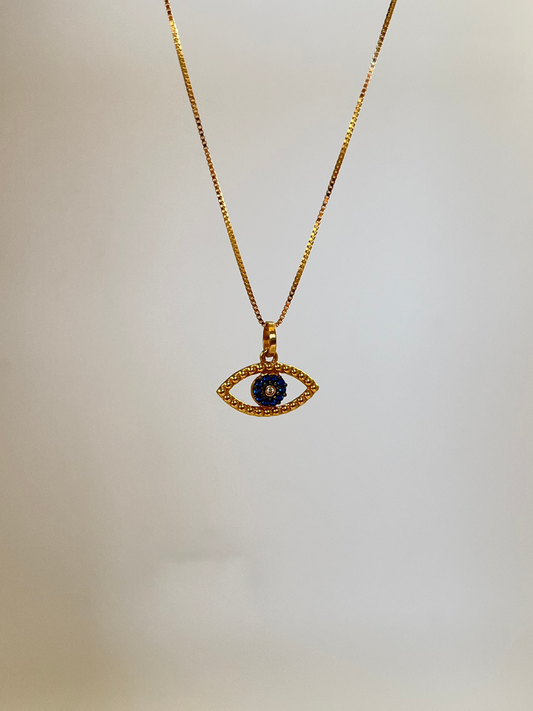 18K Solid Gold Eye Shaped Pendant