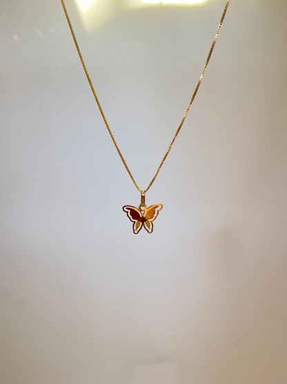 Solid 18K Gold Butterfly Pendant