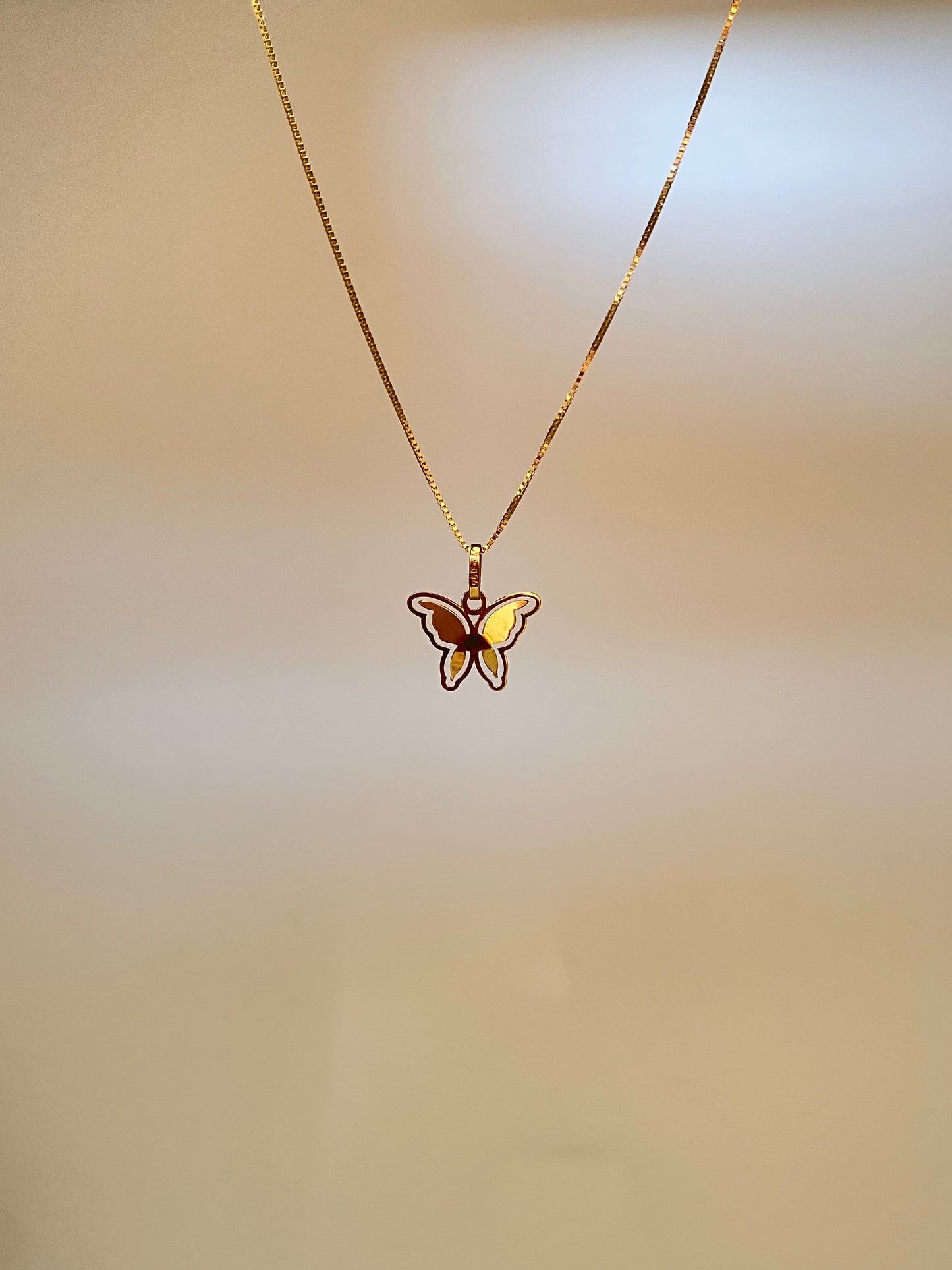 Solid 18K Gold Butterfly Pendant